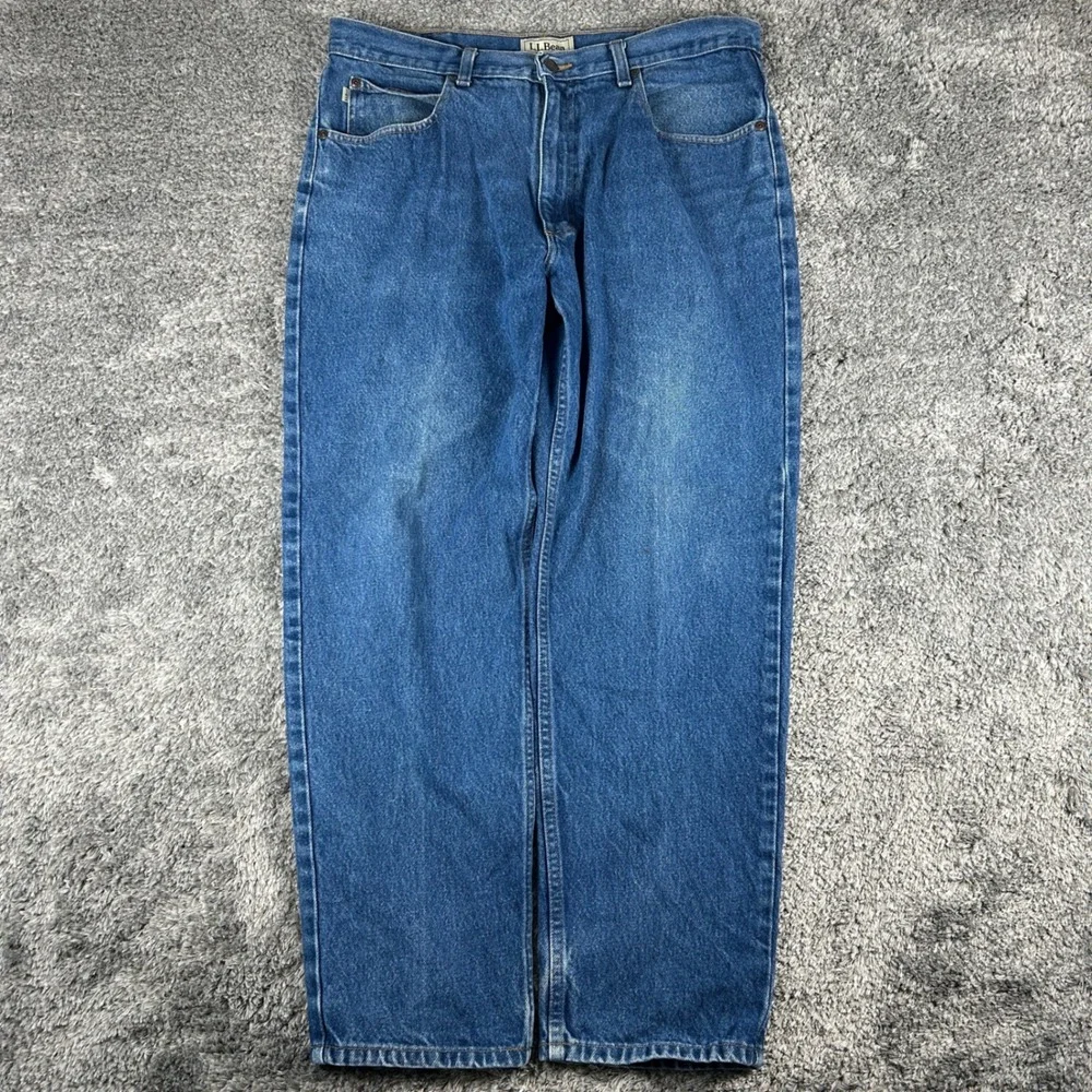 LL Bean‎ Natural Fit Jeans Mens 36x30 Blue Denim Straight Leg Cotton Outdoors